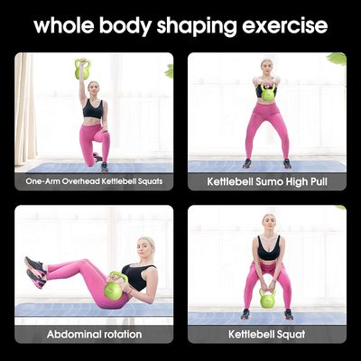 Home Gym Anti Slip Handle PE Strength Training Kettlebell Green 5LBS 20 LBS